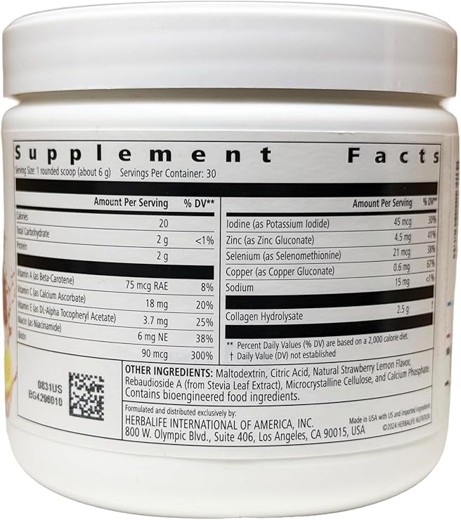 Colágeno Potenciador de Belleza SKIN Limonada de Fresa Envase 6.03 Oz.